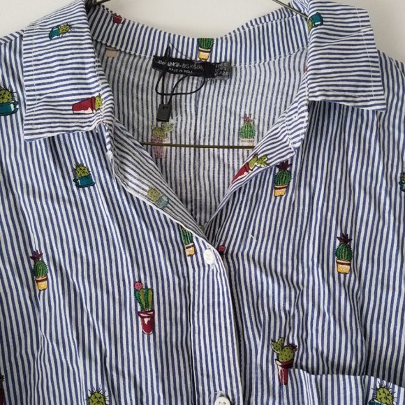 BERSHKA SEK GIRL BUTTOM DOWN STRIPS SHIR - Picture 3 of 3